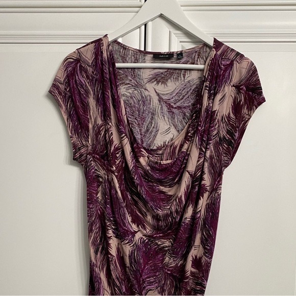 Apt 9 Women Sz Large Purple Pink Scoop Neck Short Sleeve Ruched Knit Midi Dress - Picture 2 of 13